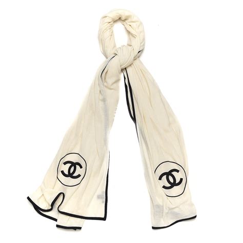 chanel scarf black and white|Chanel cashmere silk cc scarf.